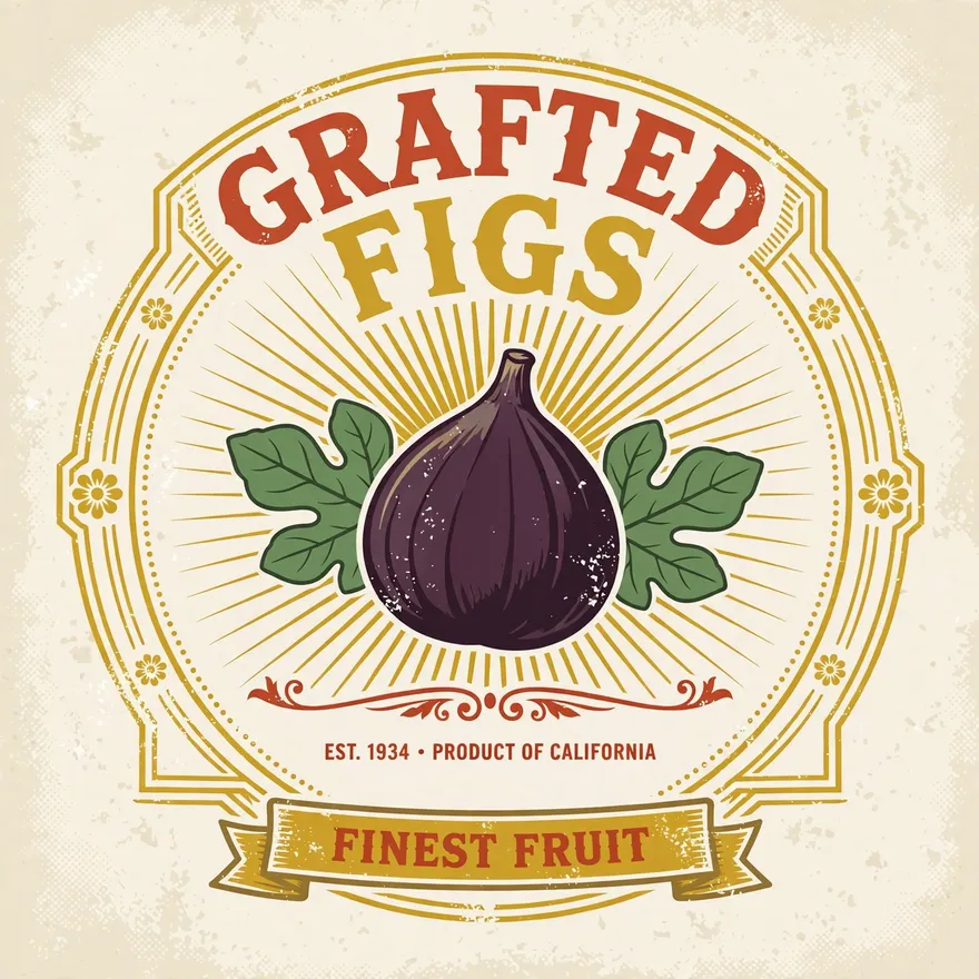 Vintage orchard crate label fig design concept