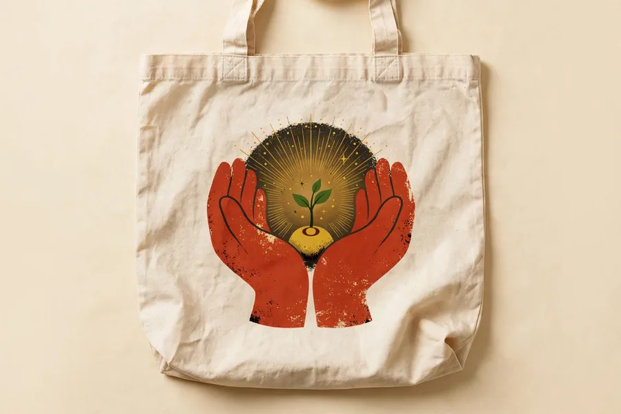 Tote bag with the mustard seed design