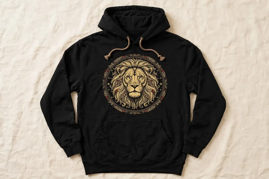 Hoodie with the Lion of Judah line-art design
